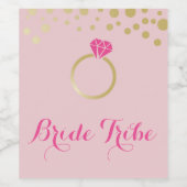 Bride Tribe Wine Label - Roze en goud Wijn Etiket (Enkel label)