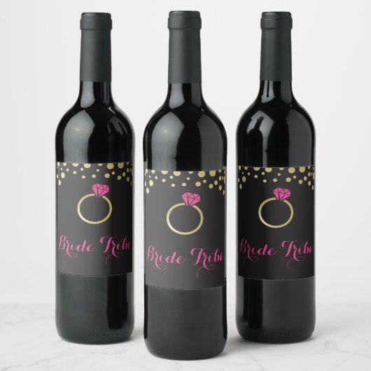 Bride Tribe Wine Label - zwart Wijn Etiket (Flessen)