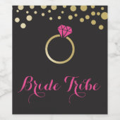 Bride Tribe Wine Label - zwart Wijn Etiket (Enkel label)