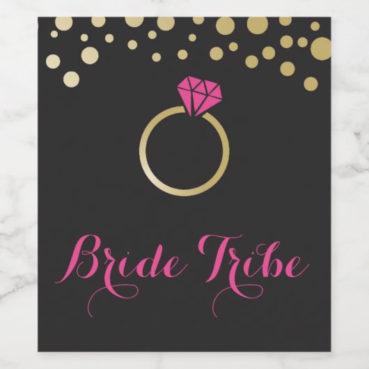 Bride Tribe Wine Label - zwart Wijn Etiket (Enkel label)