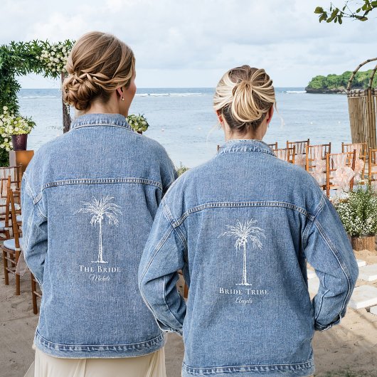 Bride Tribe Witte Palmboom Persoonlijk Denim Jacket