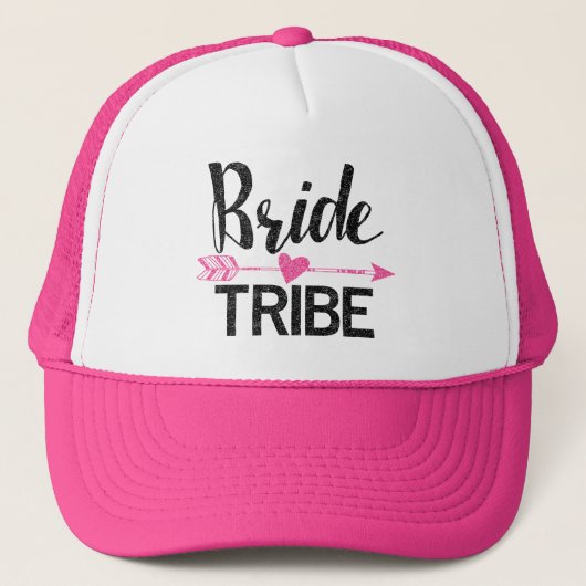 Bride Tribe|Zwart en Roze Trucker Pet (Voorkant)