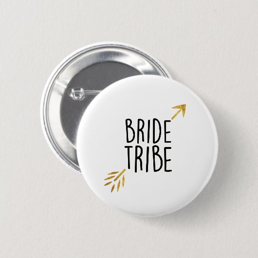 {Bride Tribe} Zwart & Goud Ronde Button 5,7 Cm (Voorkant /achterkant)