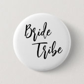 Bride Tribe Zwart Wit Elegant Wedding Button (Voorkant)