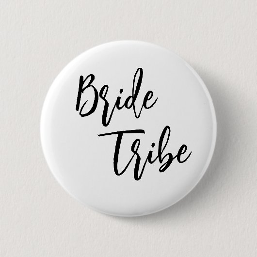 Bride Tribe Zwart Wit Elegant Wedding Button (Voorkant)