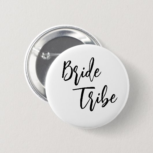 Bride Tribe Zwart Wit Elegant Wedding Button (Voorkant /achterkant)