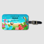 Bride tropical honeymoon strand flamingo zee bagagelabel (Voorkant (horizontaal))