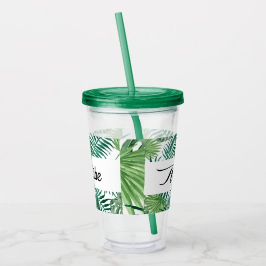 Bride Tropische Palm Leaf Bachelorette White Acryl Drinkbeker (Links)