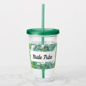 Bride Tropische Palm Leaf Bachelorette White Acryl Drinkbeker (Voorkant)