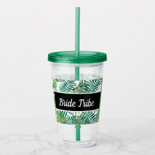 Bride Tropische Palm Leaves Bachelorette Acryl Drinkbeker