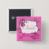 Bride trouwknop vierkante button 5,1 cm (Voorkant /achterkant)