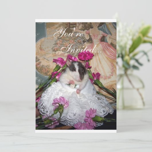 Bride Trudy Rat Invitation Kaart (Staand voorkant)