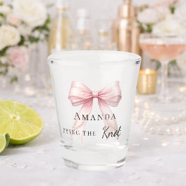 Bride tying the knot blush pink bow Bachelorette Shot Glas