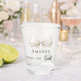 Bride tying the knot ivory bow Bachelorette Shot Glas