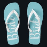 Bride Typography Blue Wedding Teenslippers<br><div class="desc">Onze bruide teenslippers zijn dat de bruid er is.</div>