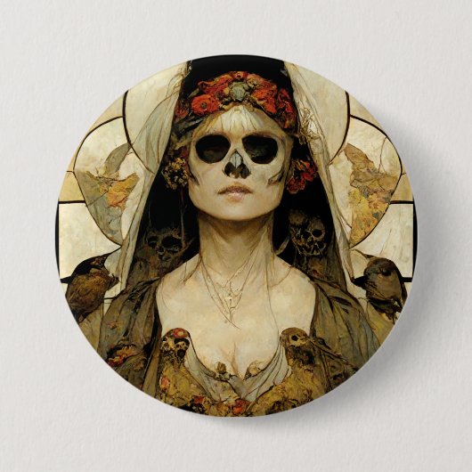 Bride van de dood Gothic Horror Ronde Button 7,6 Cm (Voorkant)