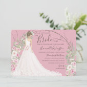 Bride van de Witte Dress Bridal Tea Shower Kaart (Staand voorkant)