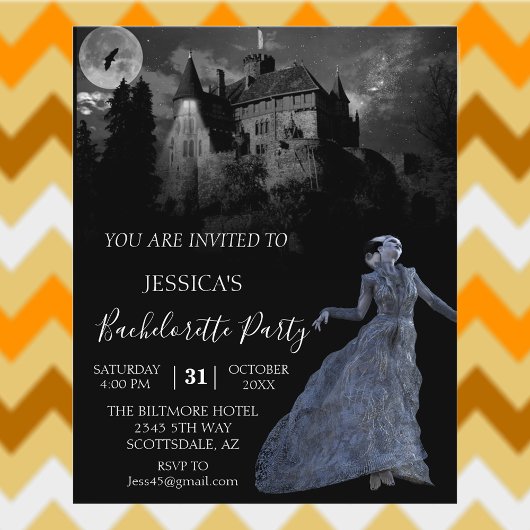 Bride van Frankenstein Bachelorette Halloween Invi Flyer