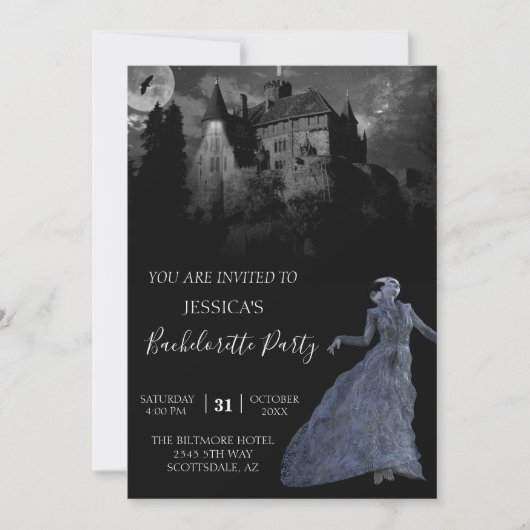 Bride van Frankenstein Bachelorette Halloween Kaart (Voorkant)