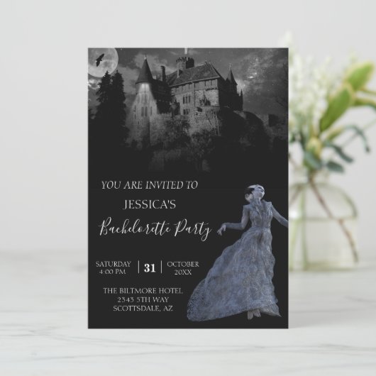 Bride van Frankenstein Bachelorette Halloween Kaart (Staand voorkant)