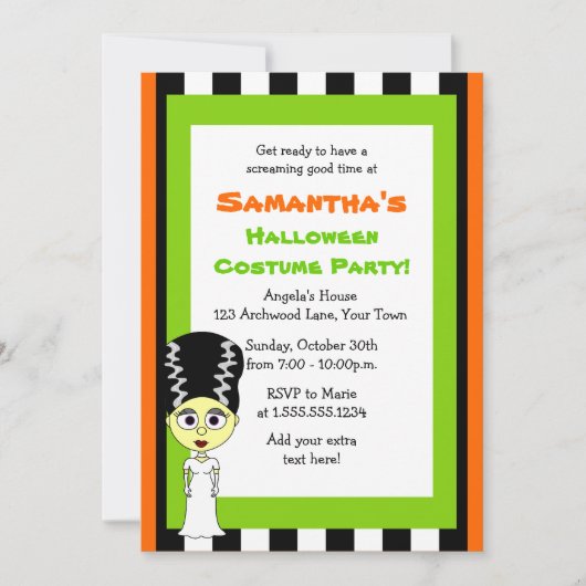 Bride van Frankenstein Halloween Costume Party Kaart (Voorkant)