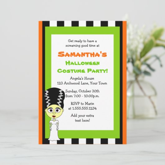 Bride van Frankenstein Halloween Costume Party Kaart (Staand voorkant)