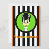 Bride van Frankenstein Halloween Costume Party Kaart (Achterkant)