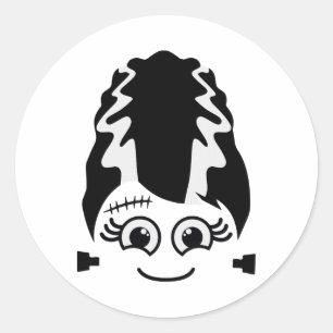 Bride van Frankenstein Schattige monster Halloween Ronde Sticker