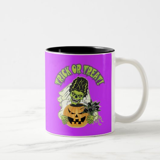 Bride van Frankenstein Skull Tweekleurige Koffiemok (Rechts)