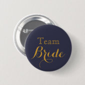 Bride van het Blue Gold Wedding Team Ronde Button 5,7 Cm (Voorkant /achterkant)