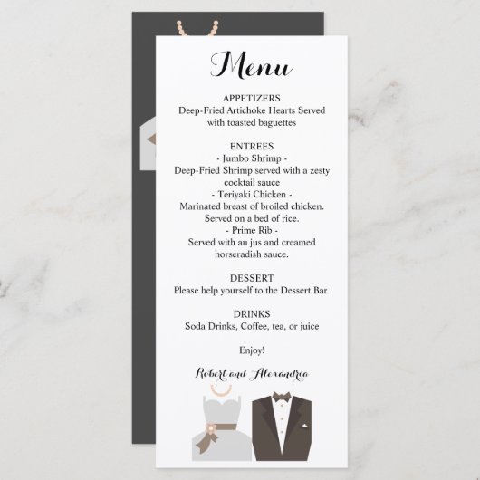 Bride van het Menu van de Ontvangst van het huweli (Voorkant / Achterkant)