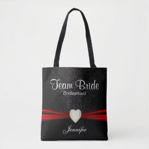 Bride van het zwarte en Rode Team Tote Bag
