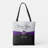 Bride van het zwarte, Witte en Paarse Team Tote Bag (Achterkant)