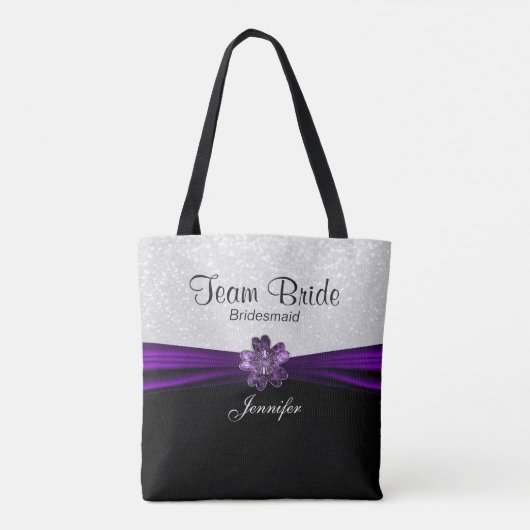 Bride van het zwarte, Witte en Paarse Team Tote Bag (Achterkant)