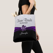 Bride van het zwarte, Witte en Paarse Team Tote Bag (Dichtbij)