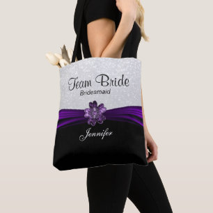 Bride van het zwarte, Witte en Paarse Team Tote Bag