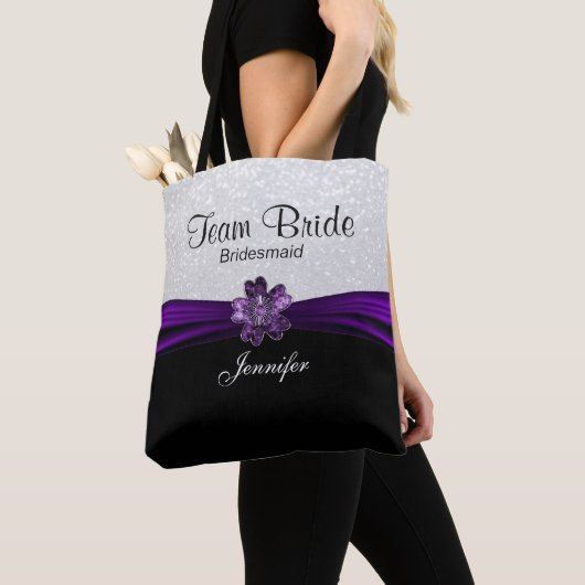 Bride van het zwarte, Witte en Paarse Team Tote Bag (Dichtbij)
