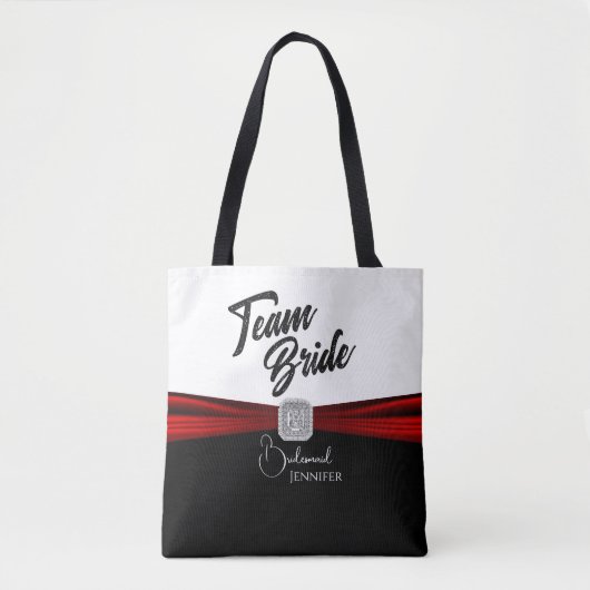 Bride van het zwarte, Witte en Rode Team Tote Bag (Voorkant)