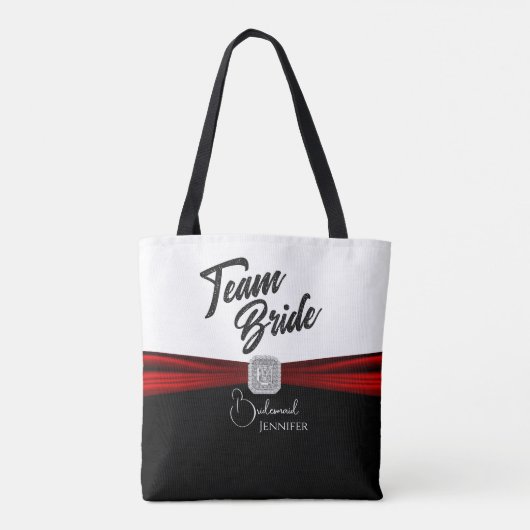 Bride van het zwarte, Witte en Rode Team Tote Bag (Achterkant)