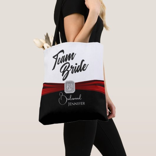 Bride van het zwarte, Witte en Rode Team Tote Bag (Dichtbij)