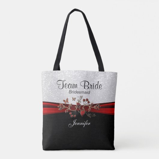 Bride van het zwarte, Witte en Rode Team Tote Bag (Achterkant)