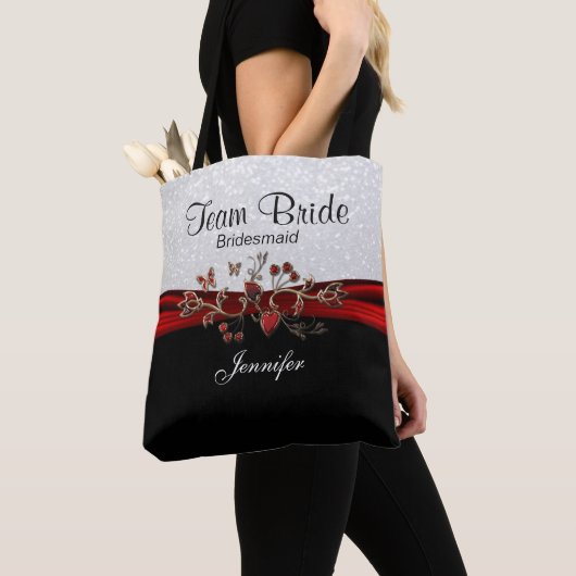 Bride van het zwarte, Witte en Rode Team Tote Bag (Dichtbij)