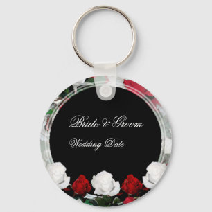 Bride van witte en rode rozen en bruinbruidbruinko sleutelhanger