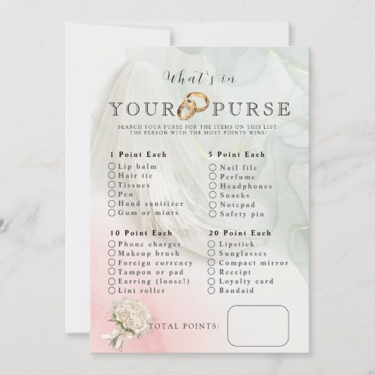 Bride Veil Wat zit er in uw portemonnee Vrijgezell Kaart (Voorkant)