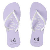 Bride violet lavender monogram initiaal name teenslippers (Voetbed)