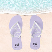 Bride violet lavender monogram initiaal name teenslippers