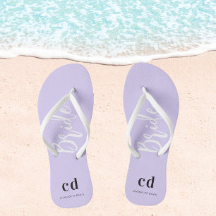 Bride violet lavender monogram initiaal name teenslippers