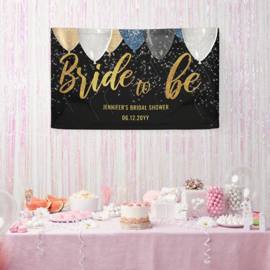 Bride voor ballonnen Denim Black Vrijgezellenfeest Spandoek (Feest)
