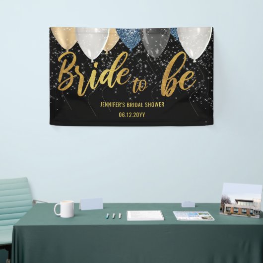 Bride voor ballonnen Denim Black Vrijgezellenfeest Spandoek (Beurs)