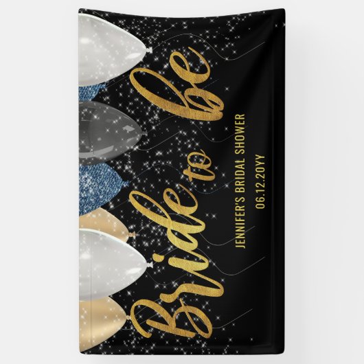 Bride voor ballonnen Denim Black Vrijgezellenfeest Spandoek (Verticaal)